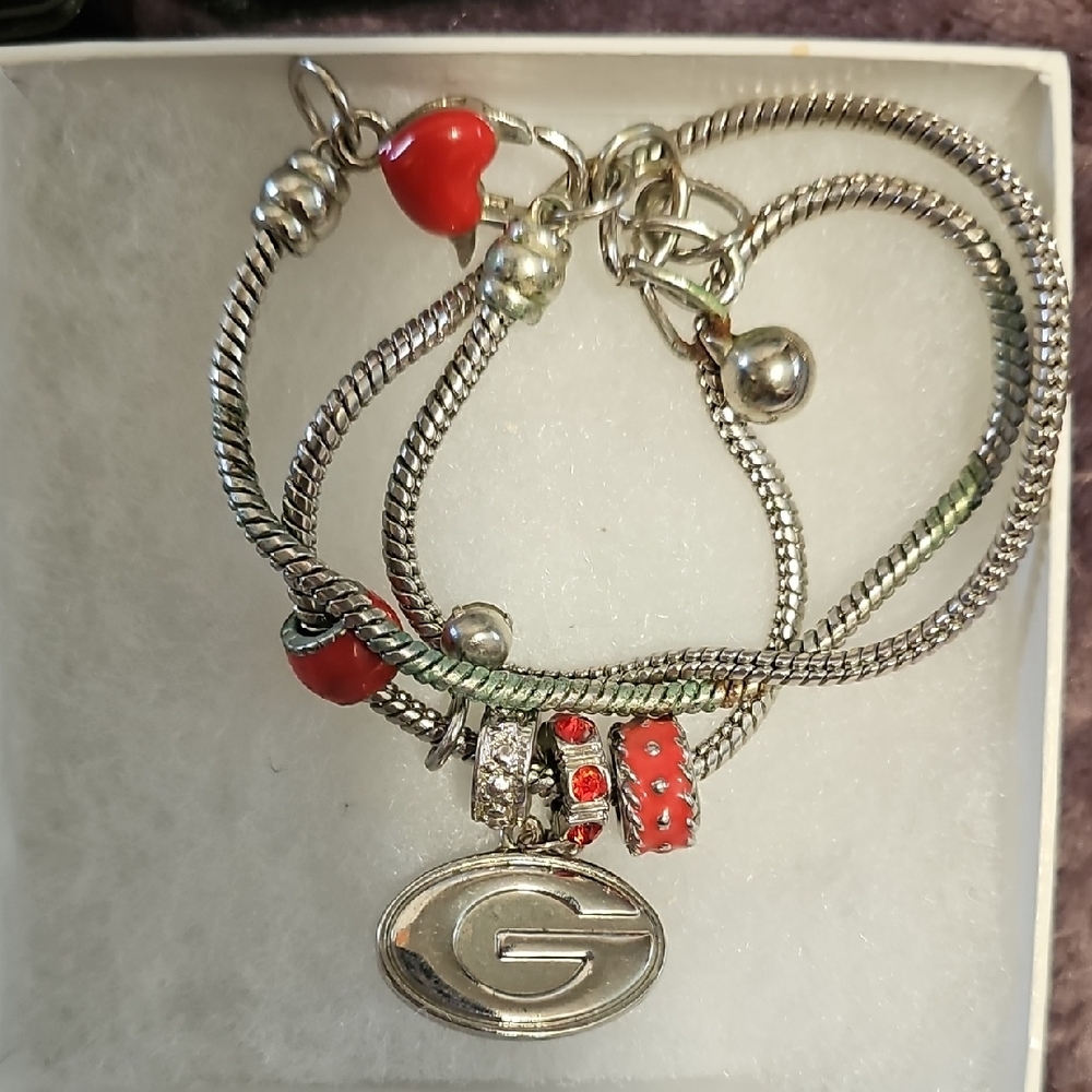 Georgia 20" Silver and Red Charm Nickless